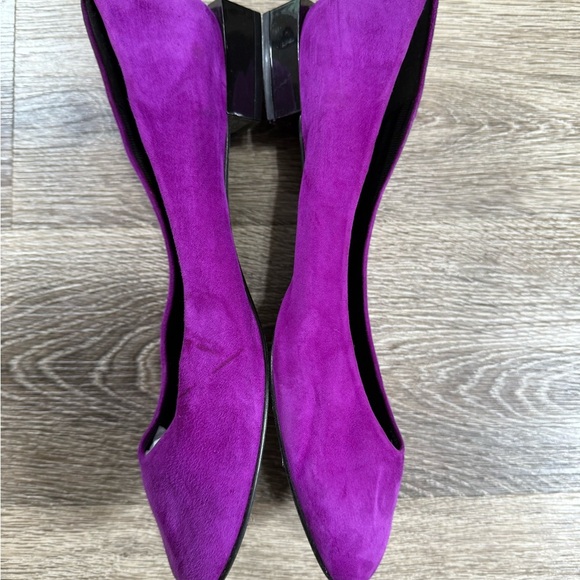 Delman Shoes Women's 8M Purple Suede Pump Wedge 1" Heel Square Heel Round Toe - Picture 3 of 9